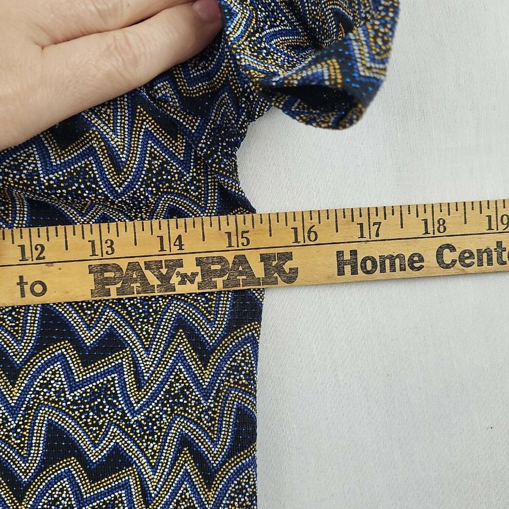 Zara Womens Multicolor Zig Zag Short Sleeve Keyhole Neck Cropped Top Size Small - Picture 7 of 8